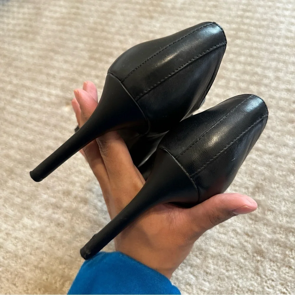 Bar III Womens Stiletto Heels Pumps Black Booties Size 6.5 Carine Zip Leather